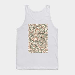 Retro Swirl Pattern Beige and Green Tank Top